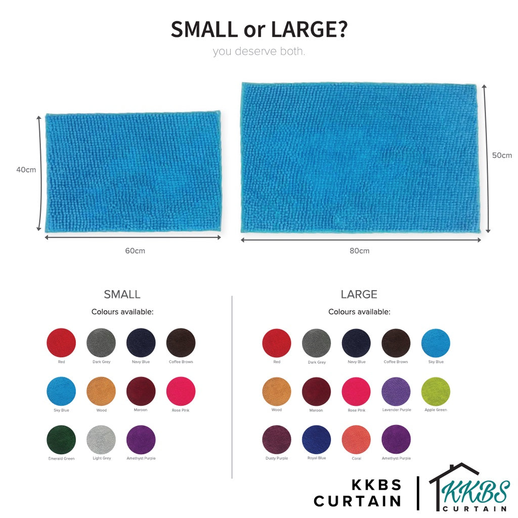 Alas Kaki Chenille Microfiber Warna Polos Bulu Pendek
