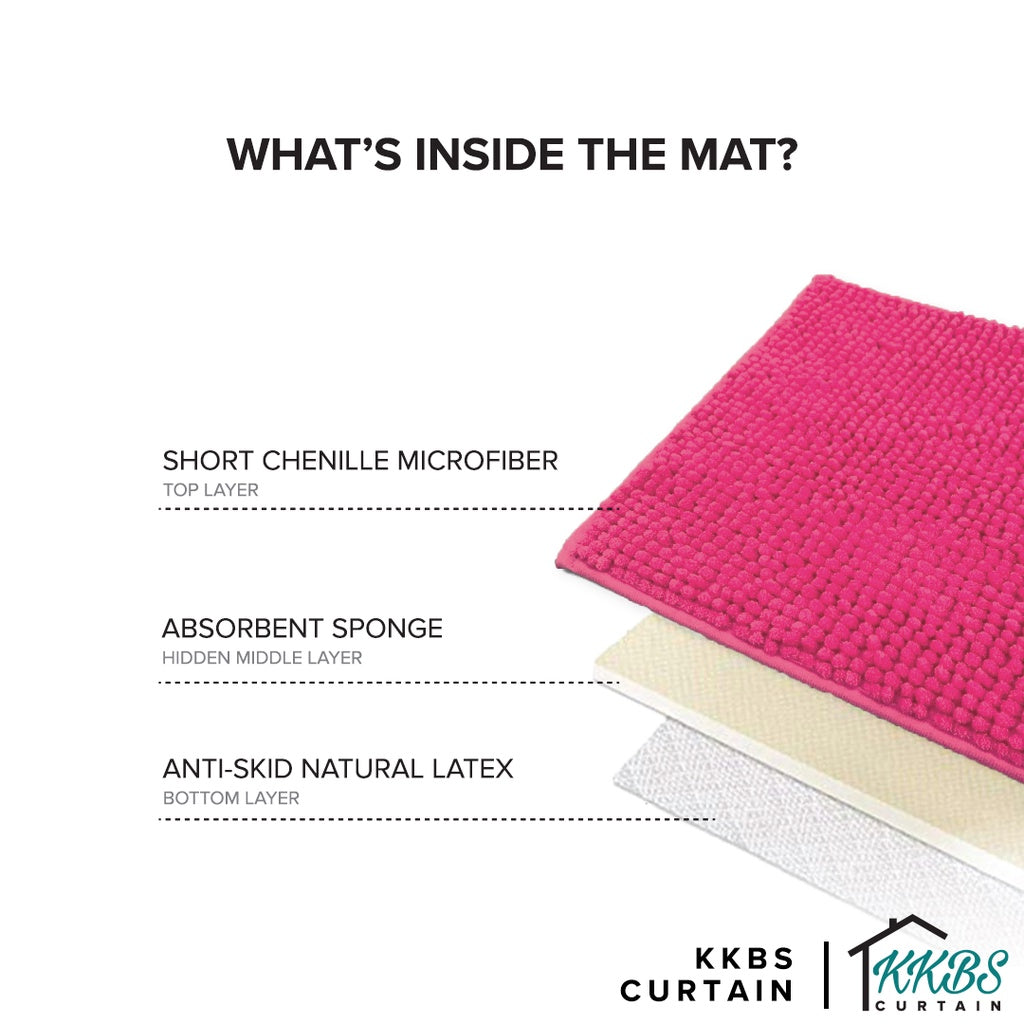 Alas Kaki Chenille Microfiber Warna Polos Bulu Pendek