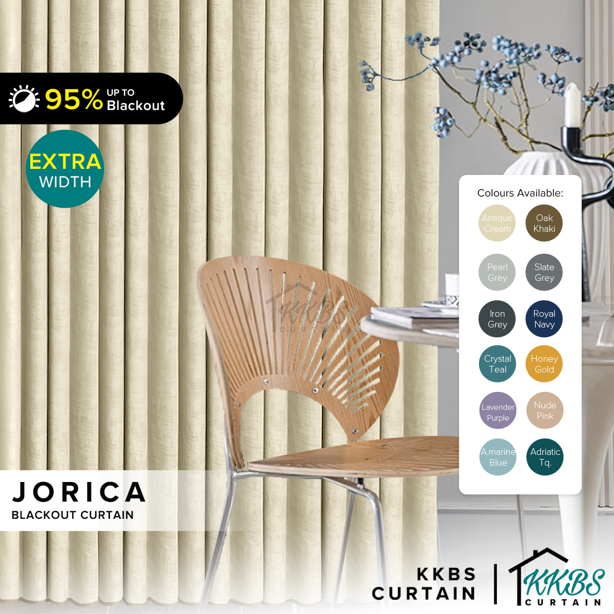 Jorica Langsir 85-95% Blackout Lebar Besar