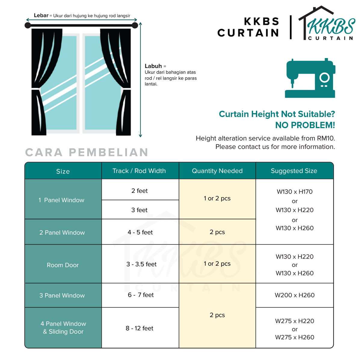 Jorica Langsir 85-95% Blackout Lebar Besar