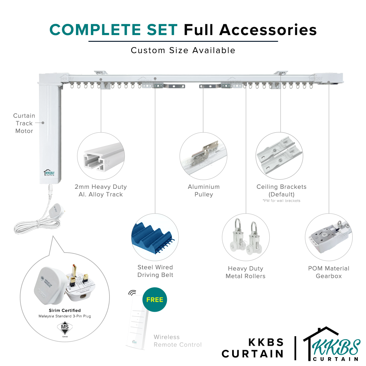 Smartony Wi-Fi / ZigBee Track Langsir Bermotor Set Lengkap