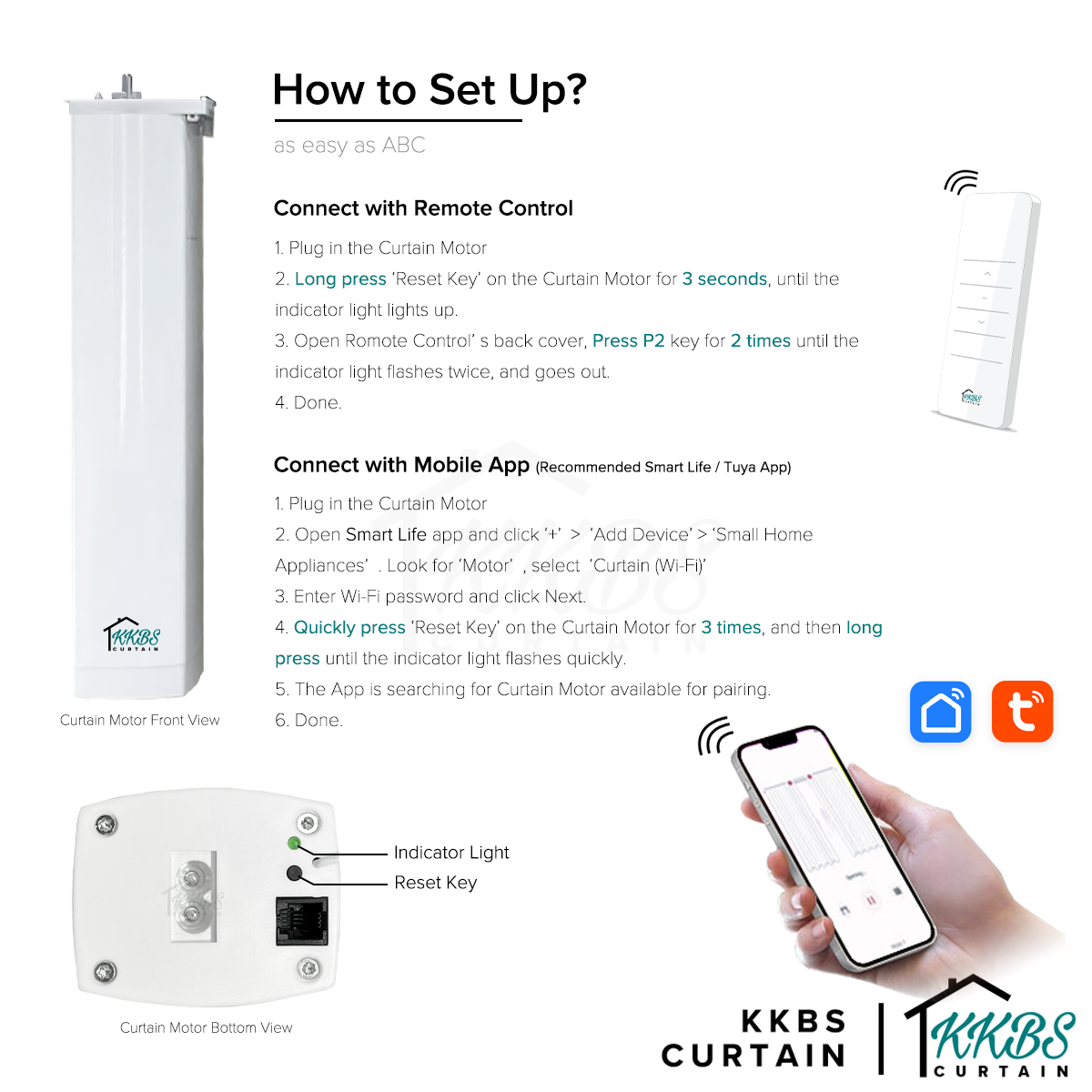 Smartony Wi-Fi / ZigBee Track Langsir Bermotor Set Lengkap