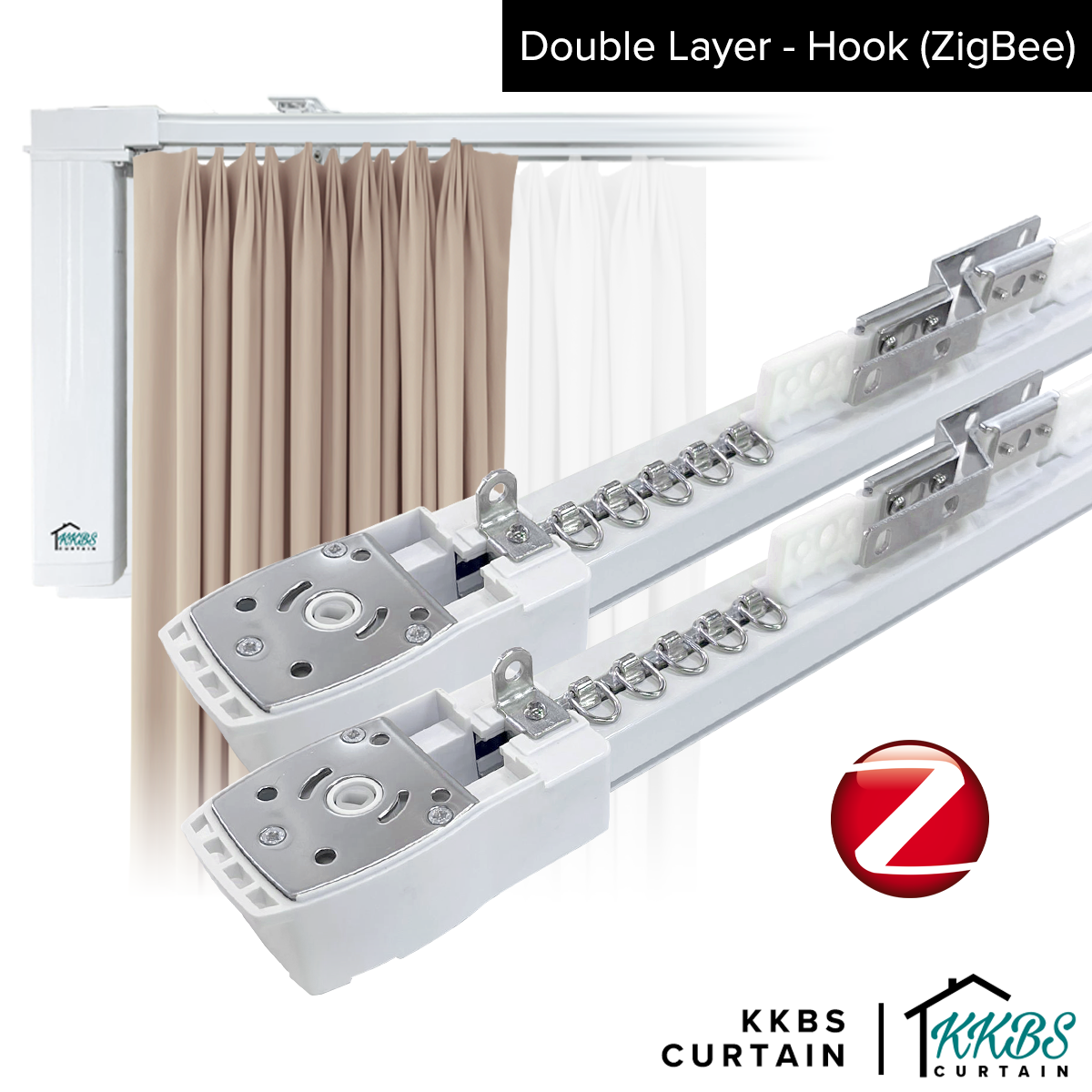 Smartony Wi-Fi / ZigBee Track Langsir Bermotor Set Lengkap