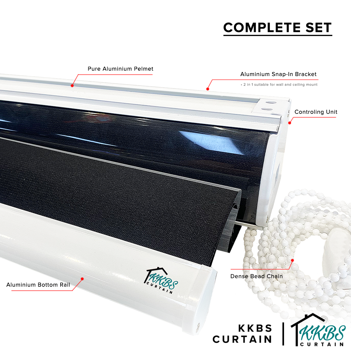 Santino 100% Blackout Zebra Blinds Dibuat Tersuai