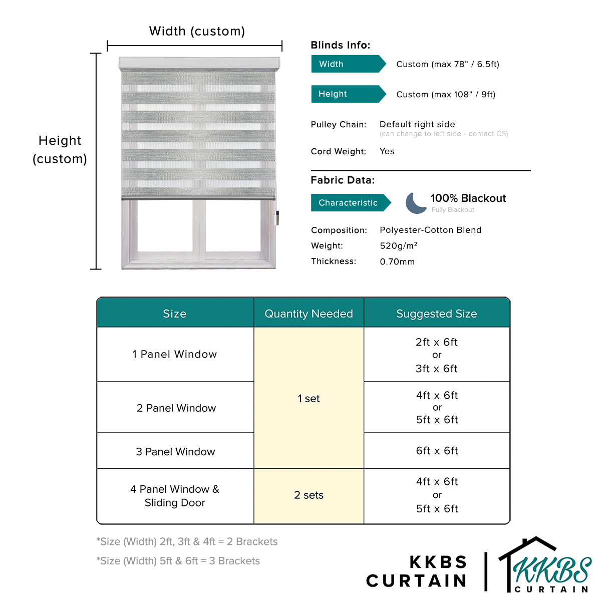 Harano 100% Blackout Zebra Blinds Dibuat Tersuai