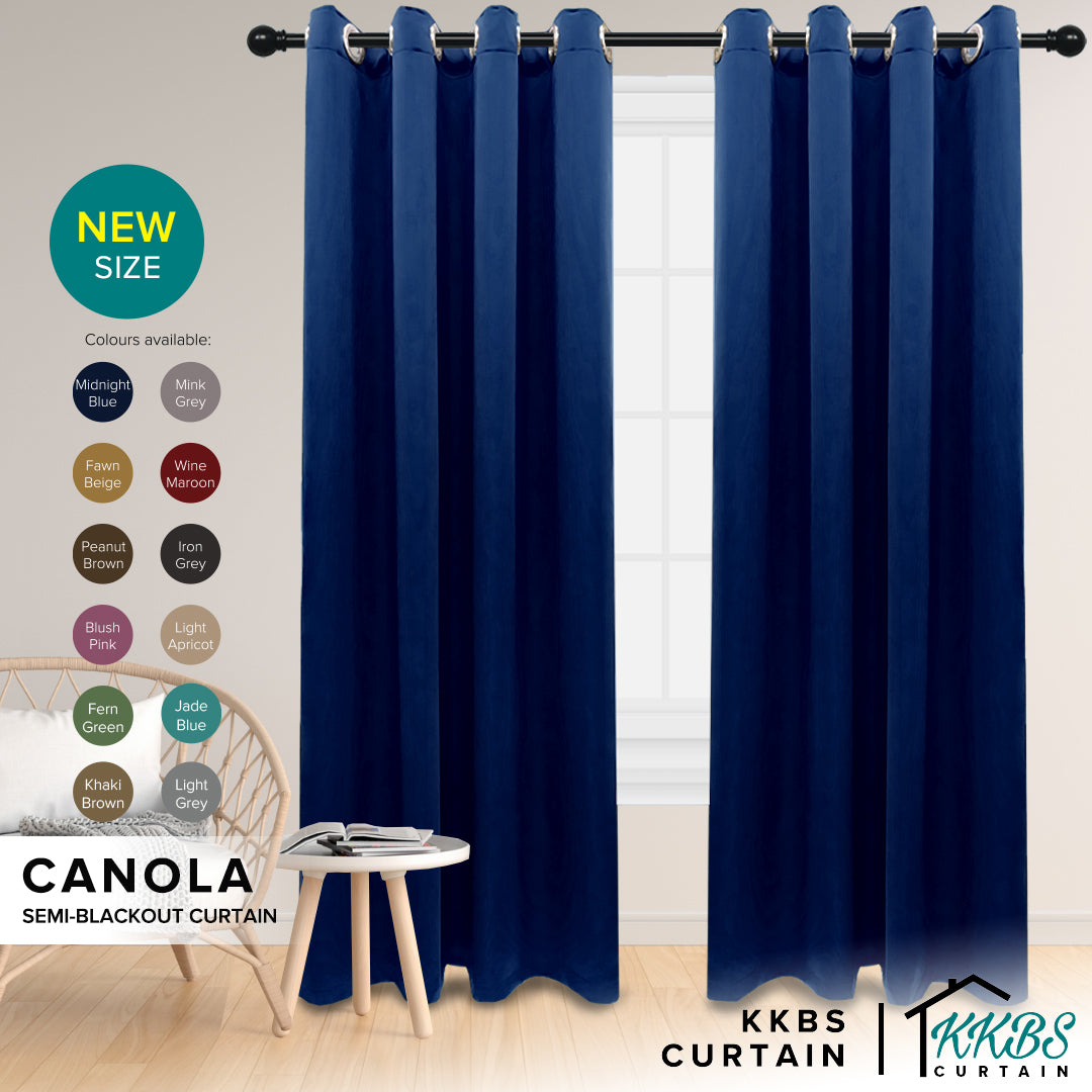 Langsir Canola 80%+ Blackout Cangkuk & Lubang Minimalis
