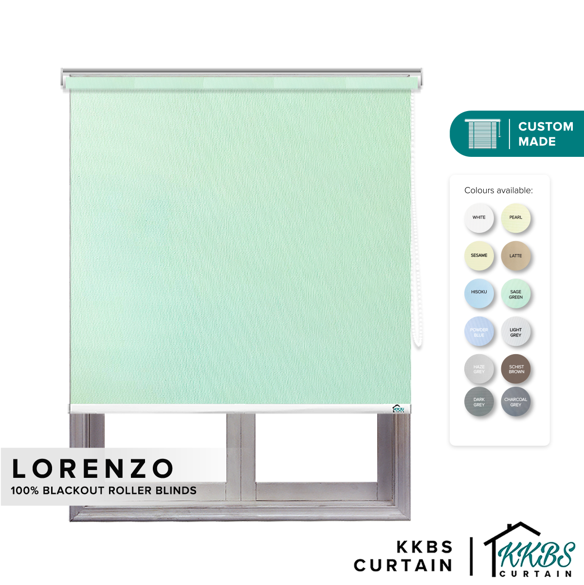 Lorenzo 100% Blackout Roller Blinds Dibuat Tersuai