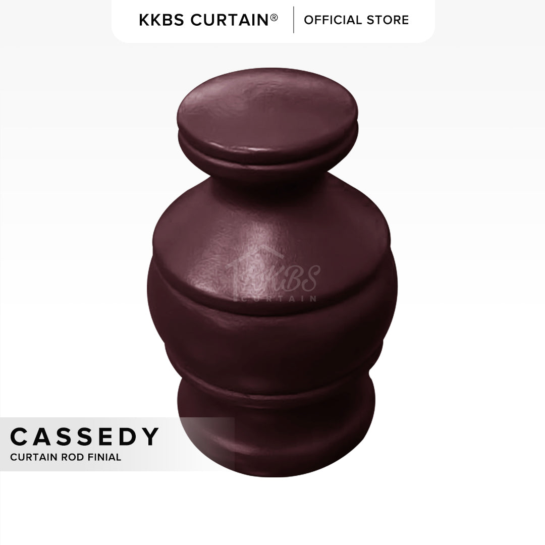 Cassedy 木制窗帘杆端盖 深梅洛颜色