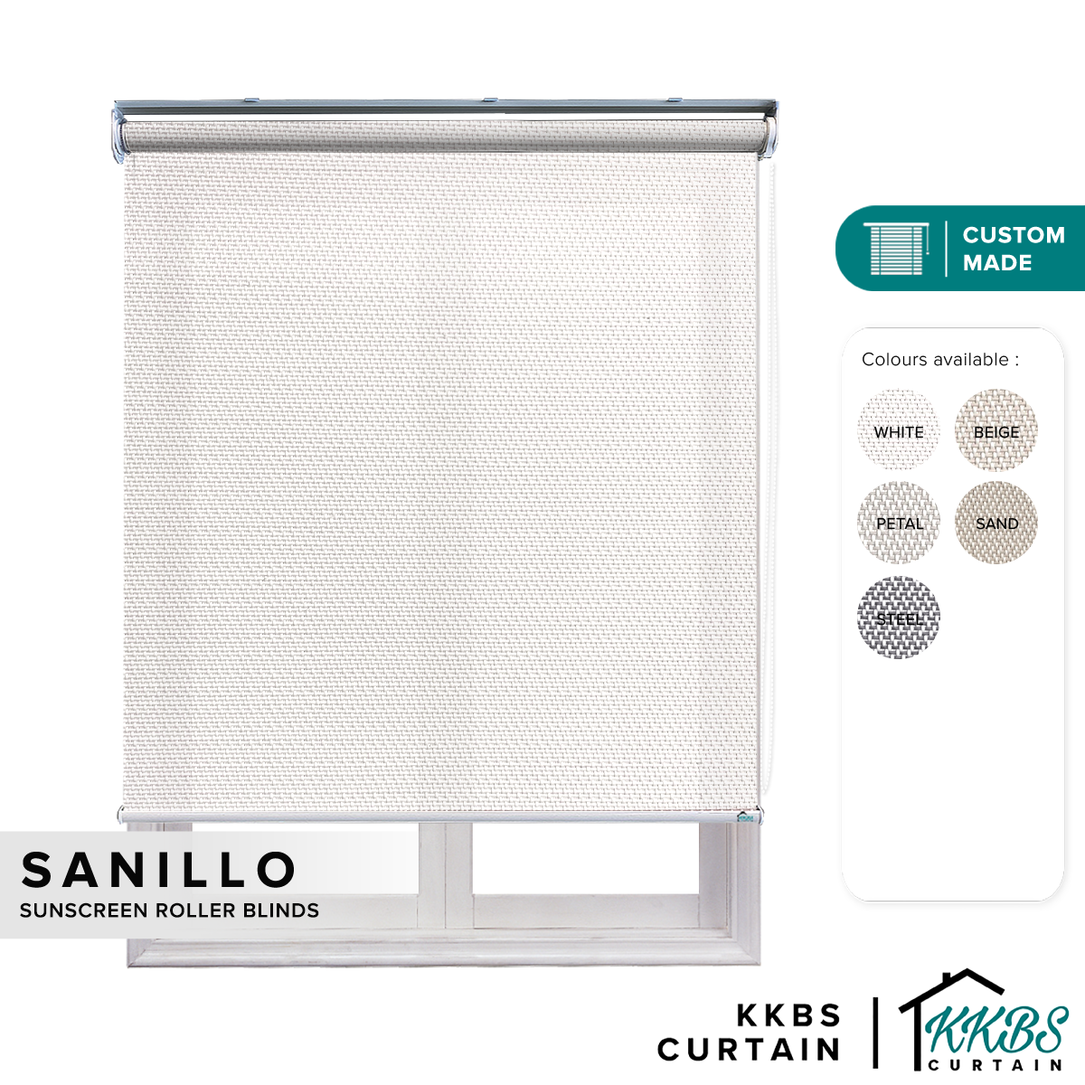 Sanillo Sunscreen Roller Blinds Dibuat Tersuai