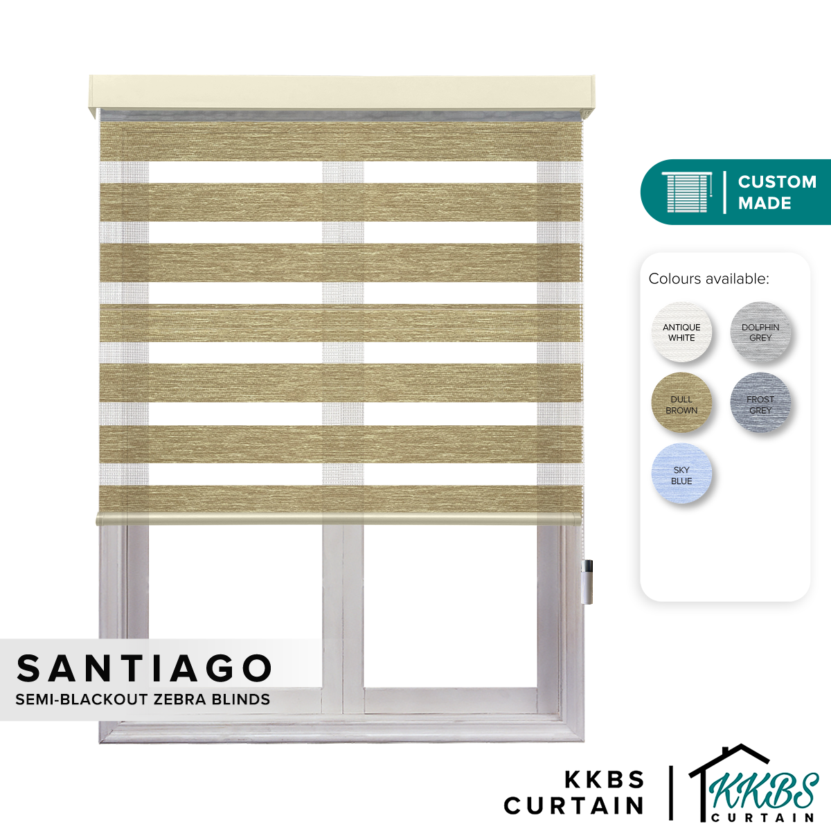 Tirai Zebra Semi Blackout Santiago Dibuat Tersuai