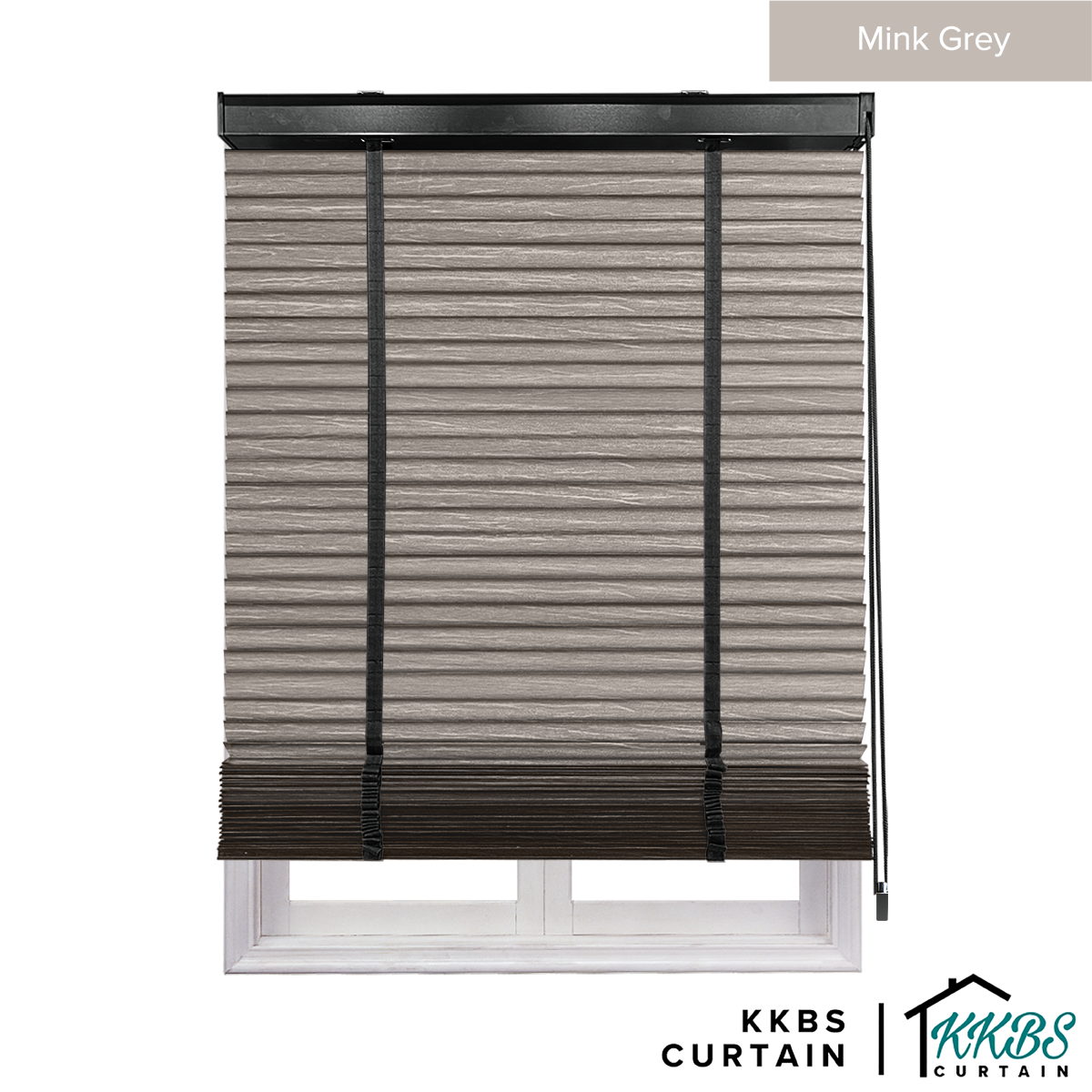 Bidai Kayu Umeko 50mm Dibuat Disesuaikan