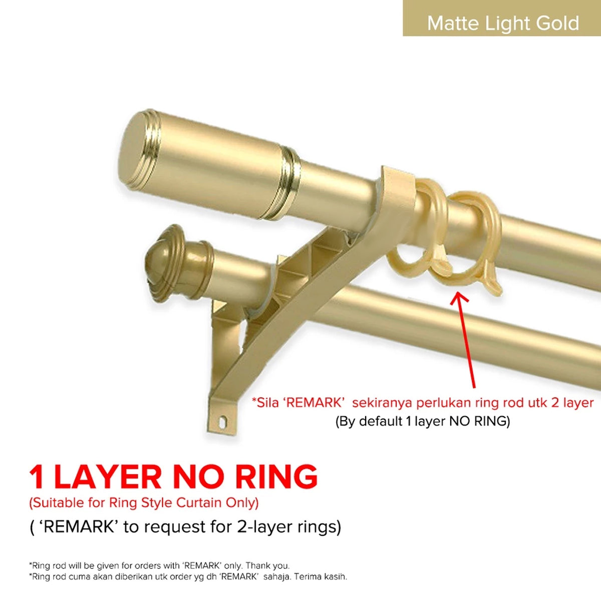 Set Lengkap Rod Langsir Morandy Berganda