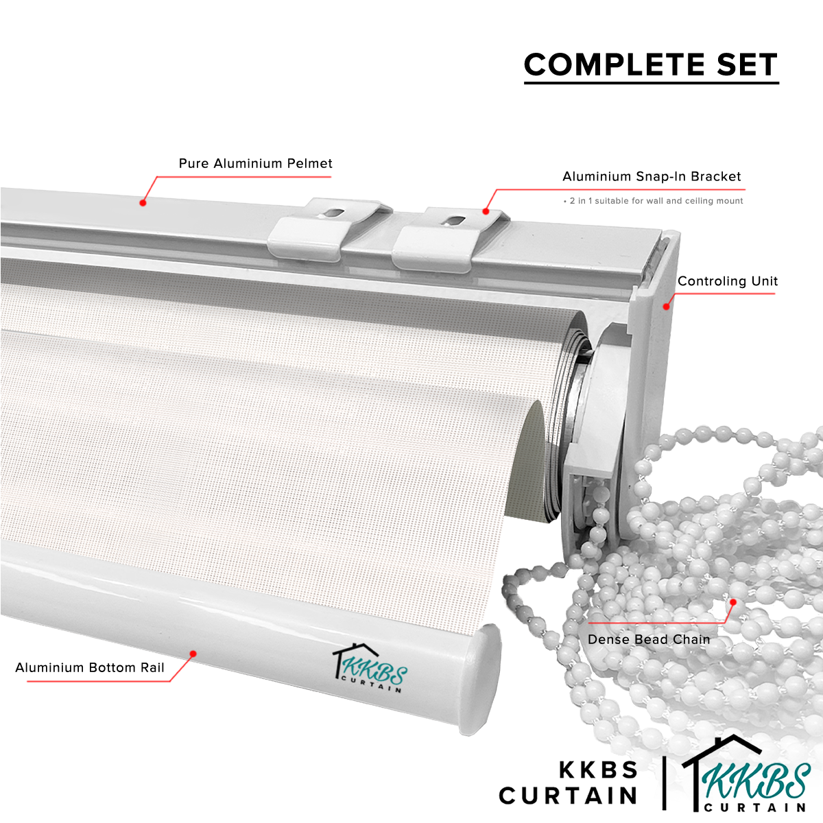 Tirai Roller Pelindung Matahari Akiko Dibuat Tersuai