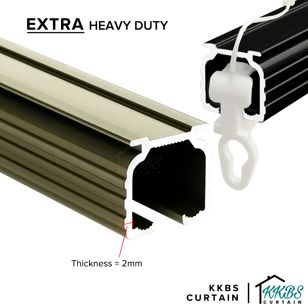 Verody Heavy Duty S Lipat / French Pleat Track Double Set Lengkap