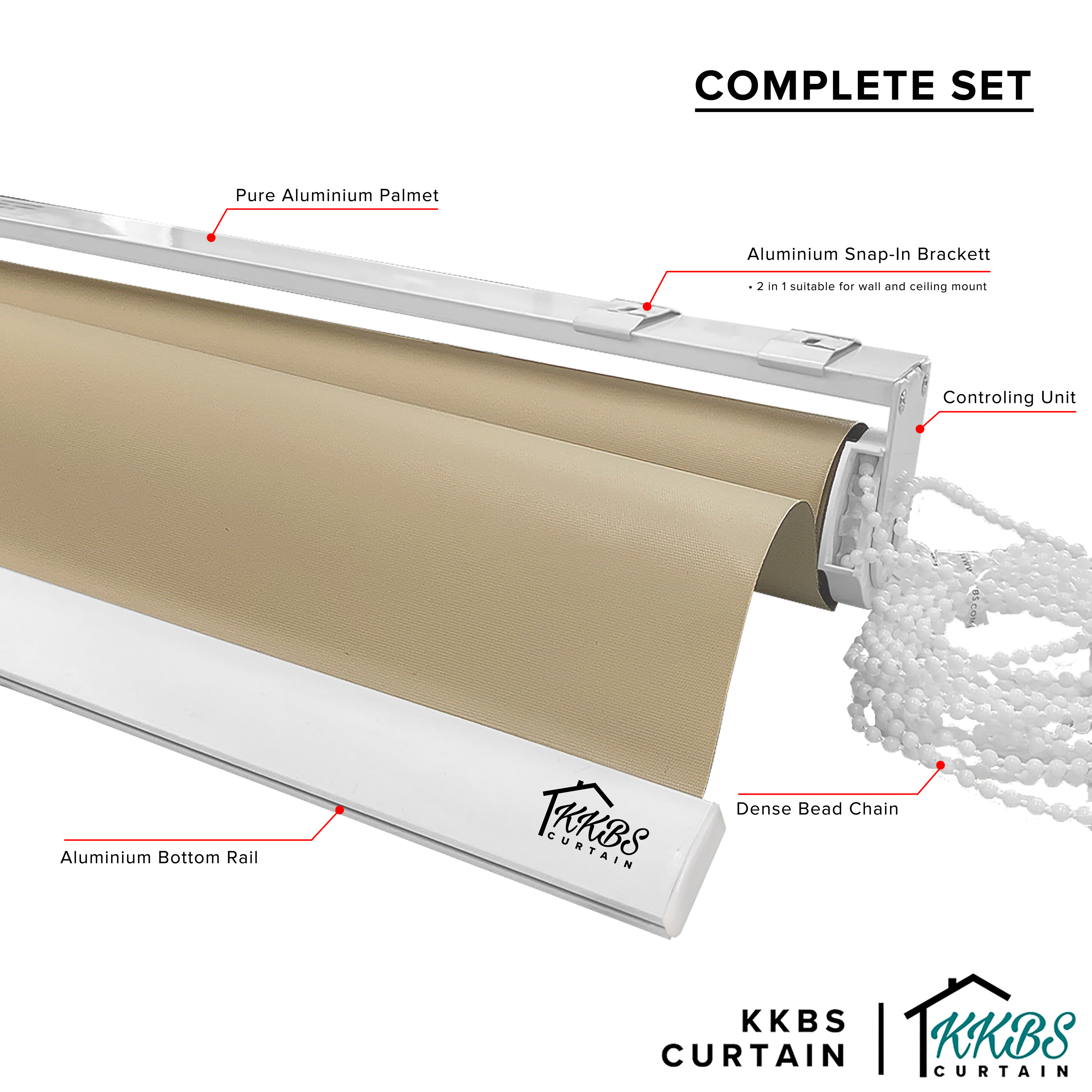 Lorenzo 100% Blackout Roller Blinds Dibuat Tersuai