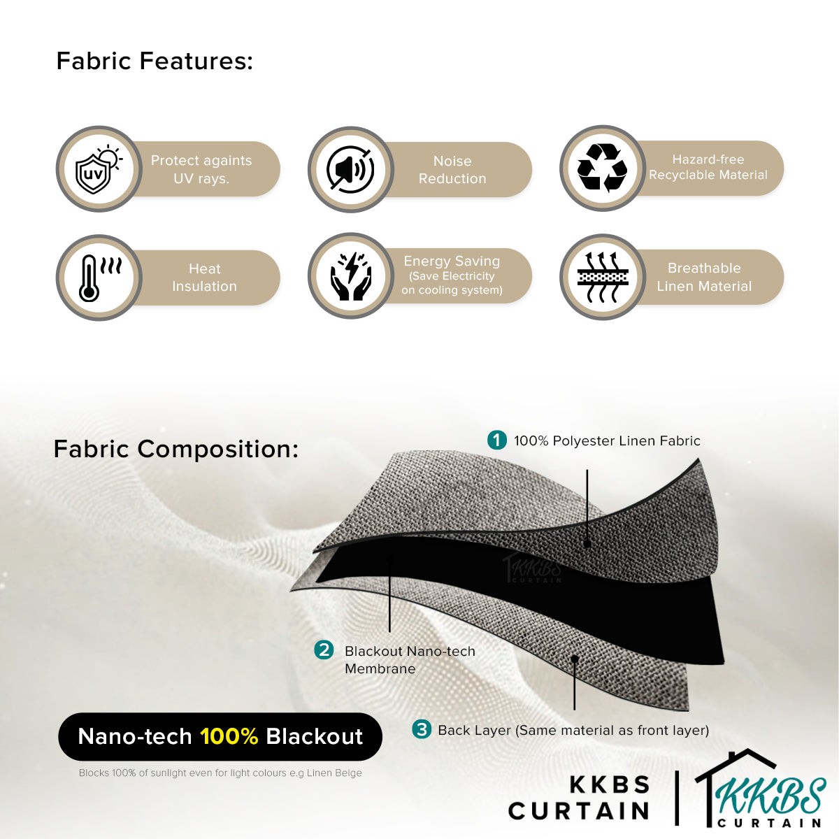 Mizuka Langsir 100% Blackout Siap Jahit Lebar Standard