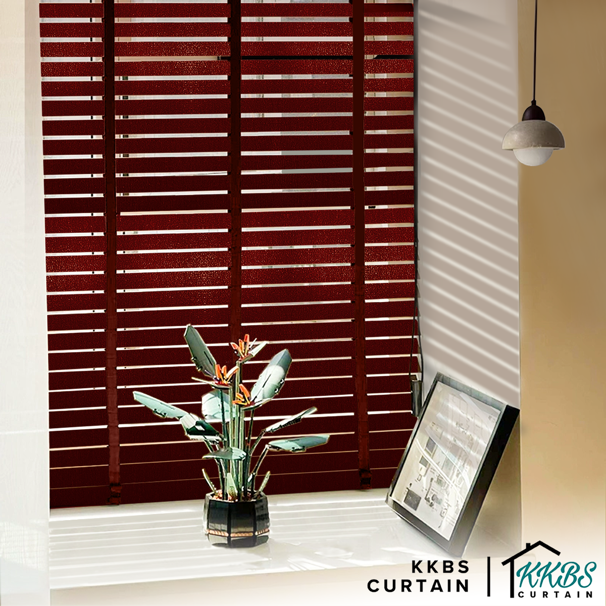 Bidai Kayu Umeko 50mm Dibuat Disesuaikan