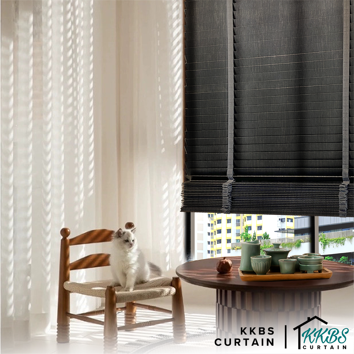 Bidai Kayu Calixto 50mm Dibuat Tersuai