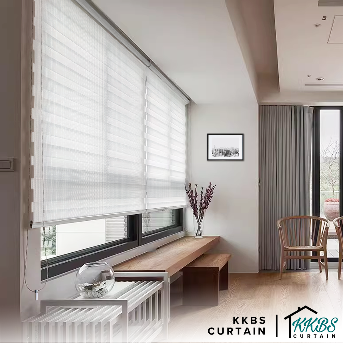 Kimiko Semi Blackout Zebra Blinds Dibuat Tersuai