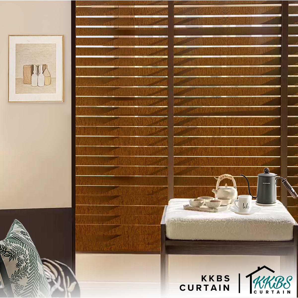 Bidai Kayu Calixto 50mm Dibuat Tersuai