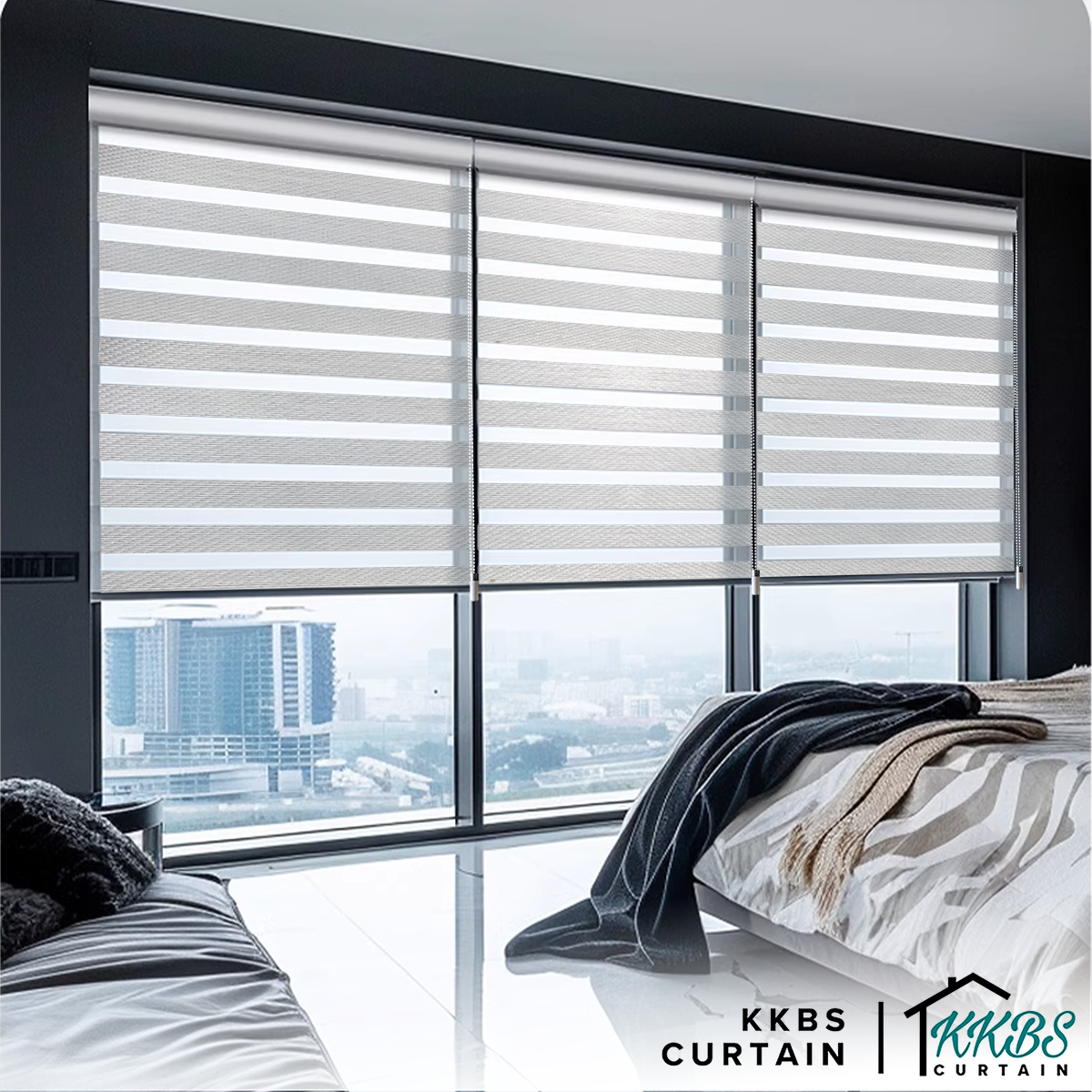 Tirai Zebra Semi Blackout Benito Dibuat Tersuai