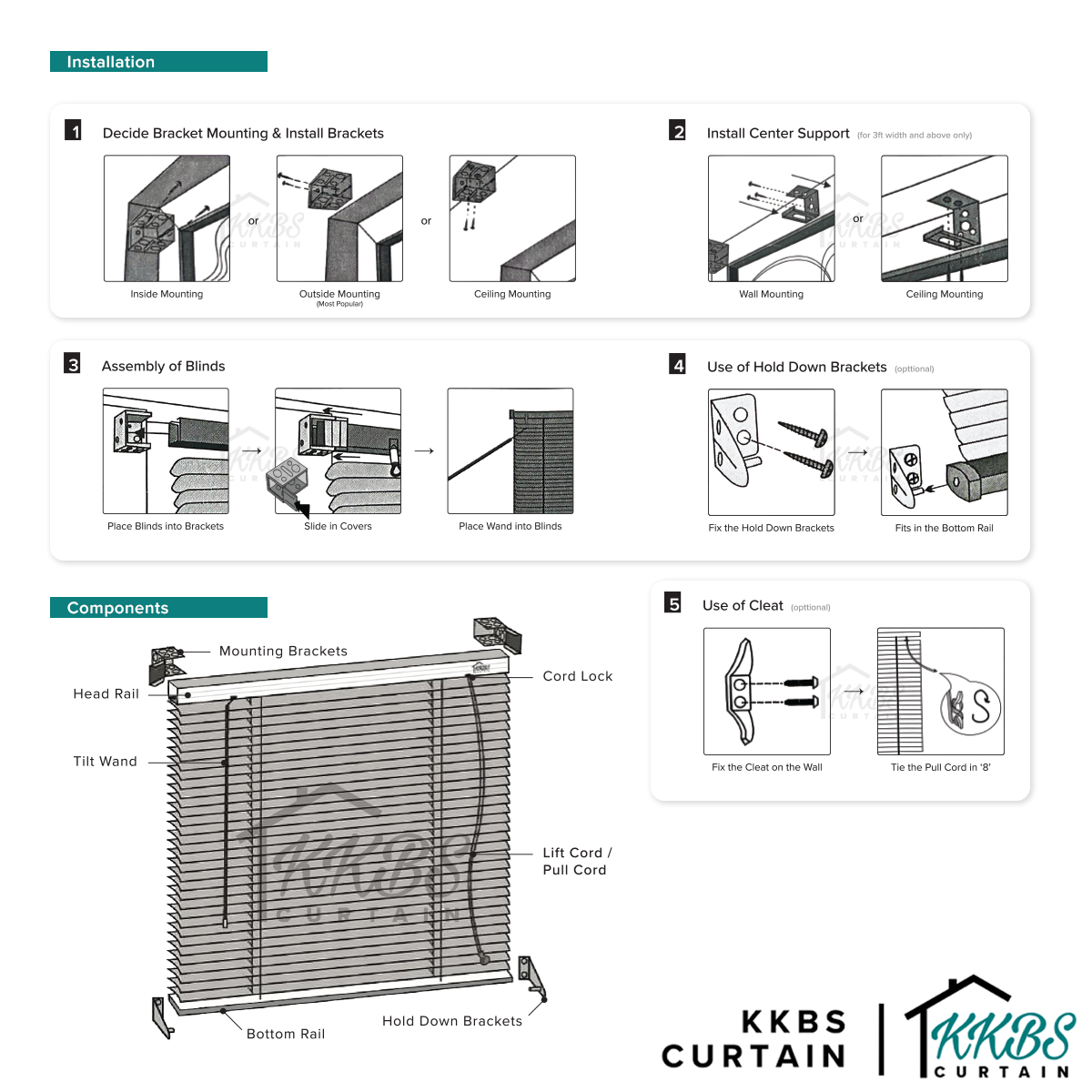 Rolezzo 25mm 威尼斯百叶窗 PVC 成品完整套装