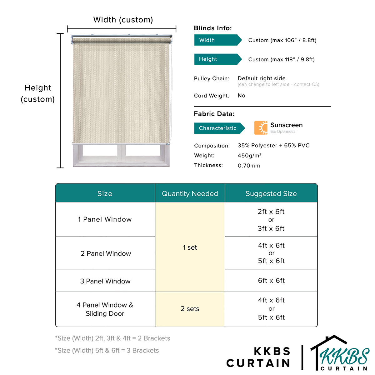 Bidai Penggelek Pelindung Matahari Enzono Dibuat Tersuai