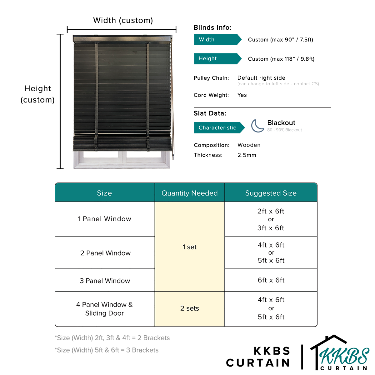 Bidai Kayu Umeko 50mm Dibuat Disesuaikan