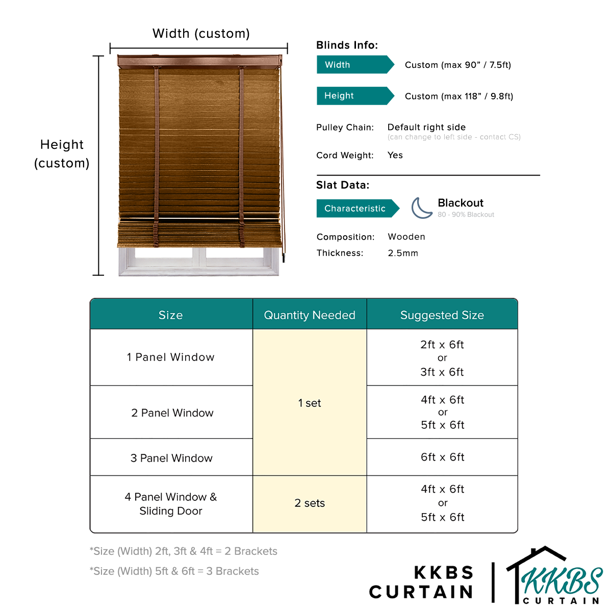 Bidai Kayu Calixto 50mm Dibuat Tersuai