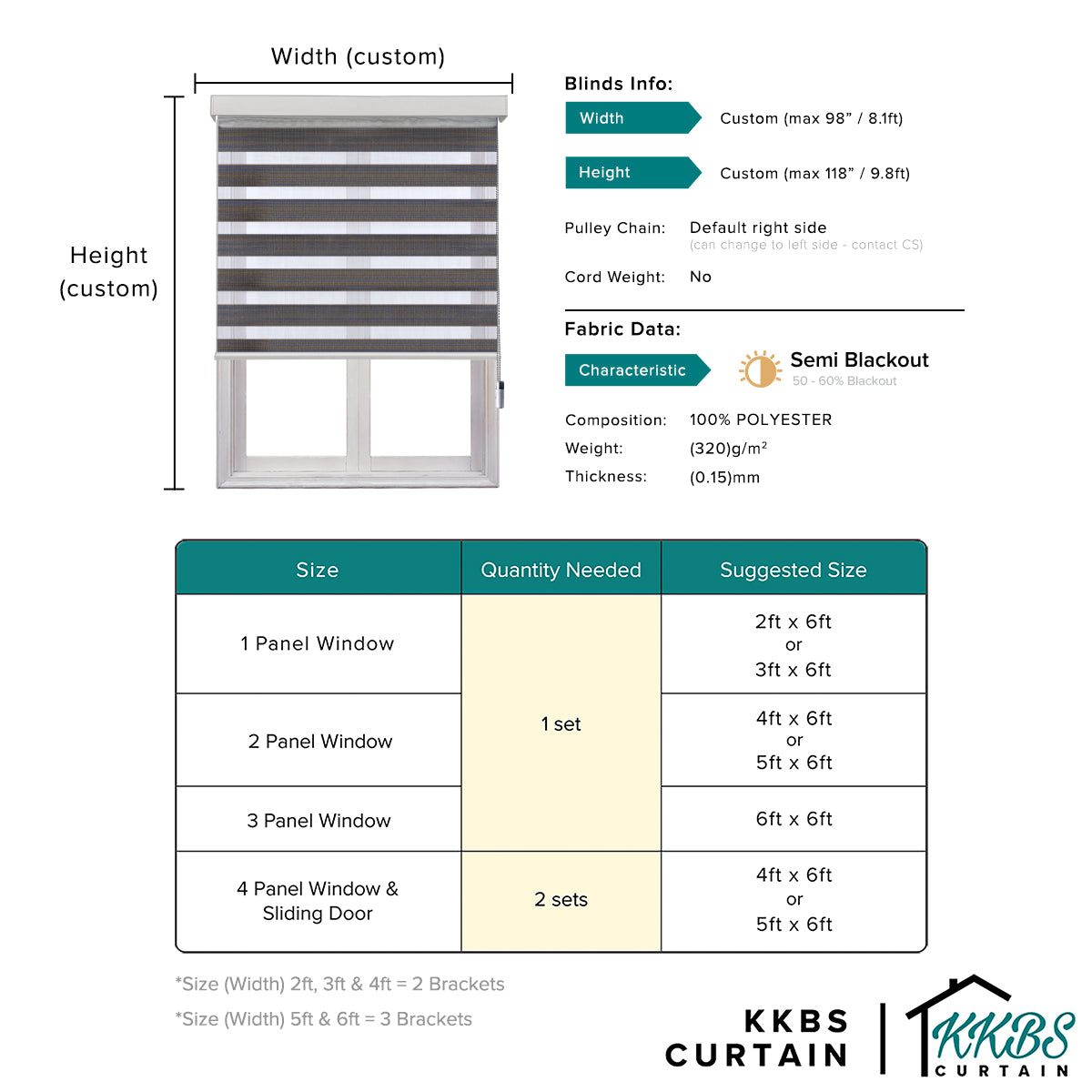 Felicio Semi Blackout Zebra Blinds Dibuat Tersuai