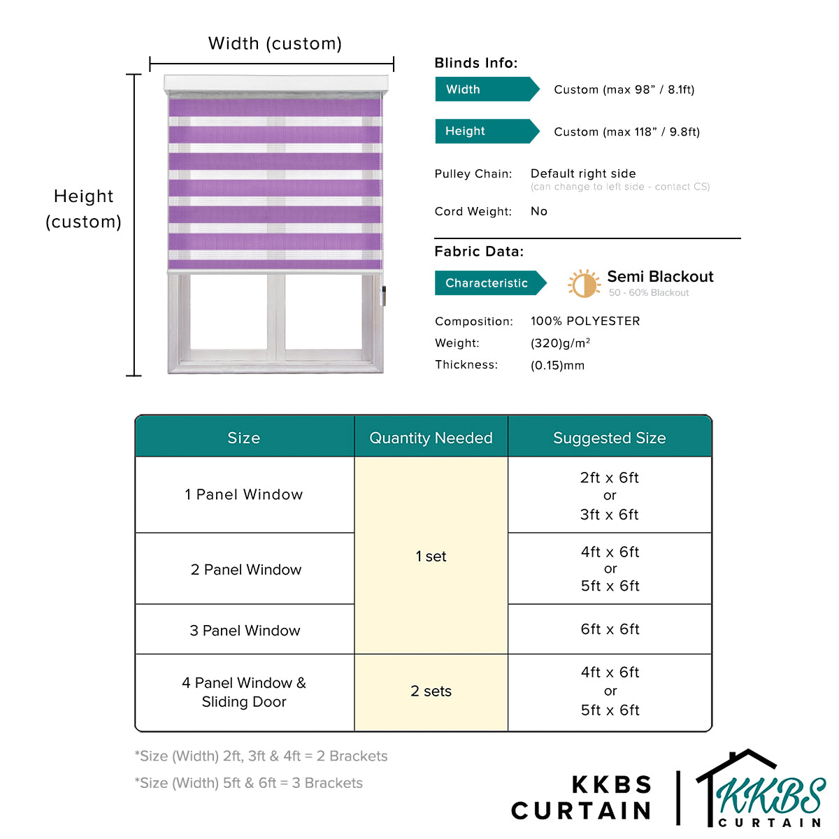 Kimiko Semi Blackout Zebra Blinds Dibuat Tersuai