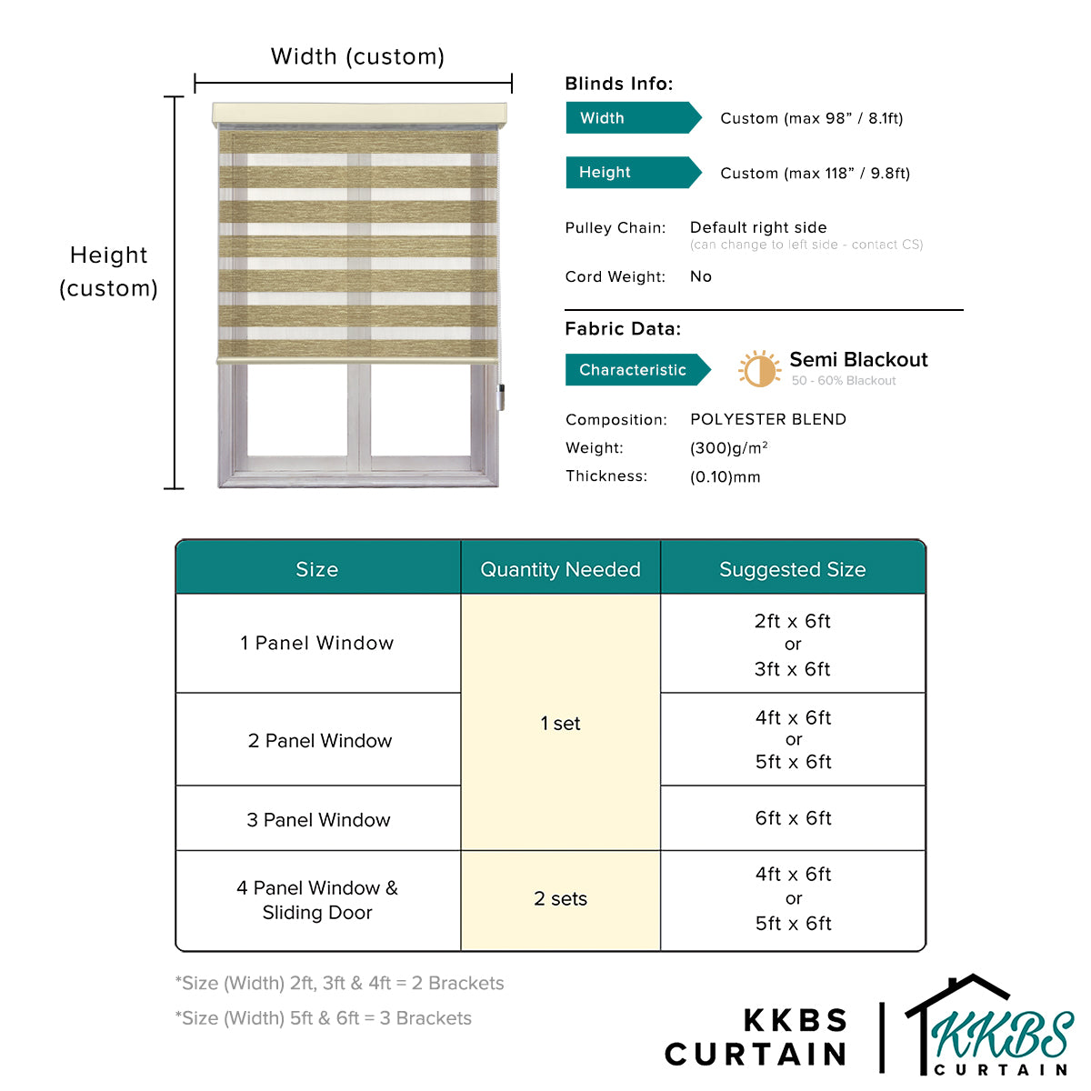 Tirai Zebra Semi Blackout Santiago Dibuat Tersuai
