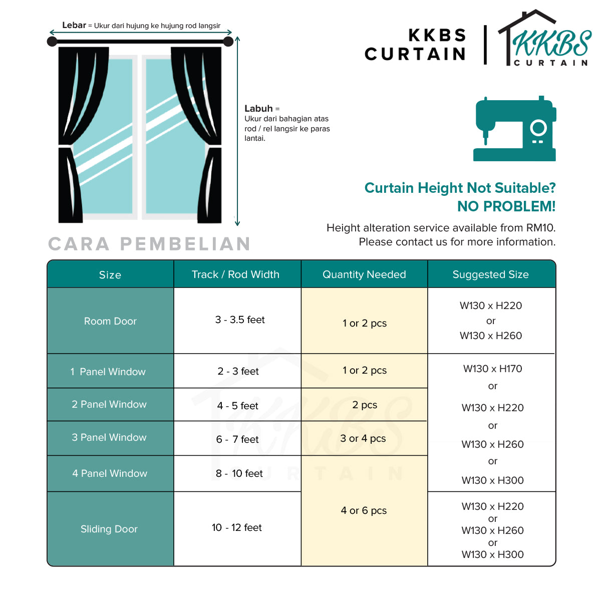 Fiora 98-99.9% Langsir Blackout Siap Jahit Lebar Standard