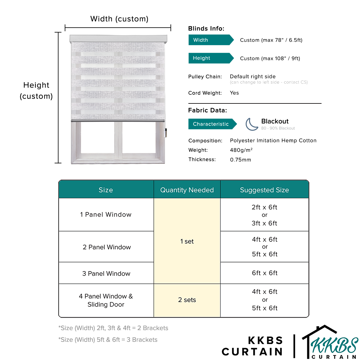 Antonio Blackout Zebra Blinds Dibuat Tersuai