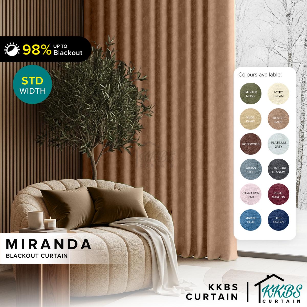 Miranda 90-98% Langsir Gelap Siap Kait & Gelung Logam - Lebar Std