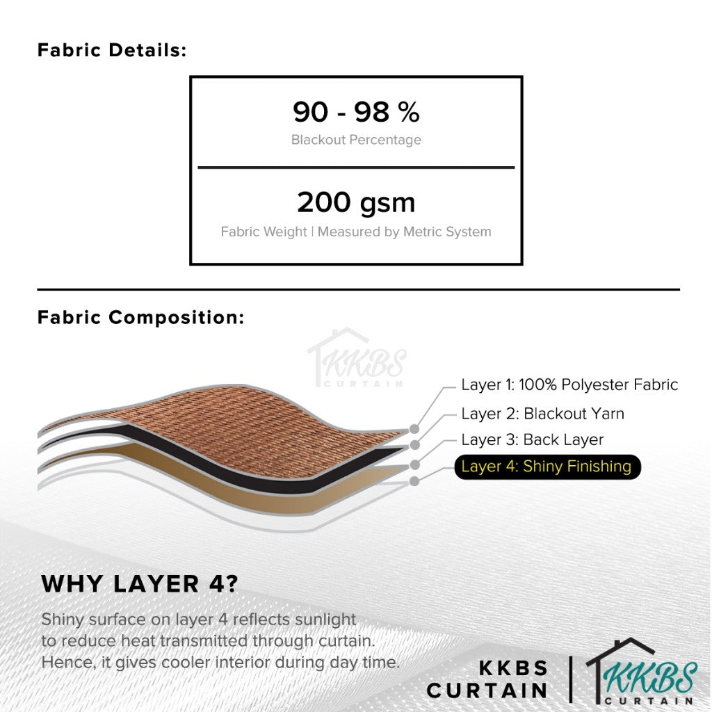 Melina Langsir Siap Jahit Cangkuk & Eyelet Kalis Cahaya 90-98% - Lebar Standard