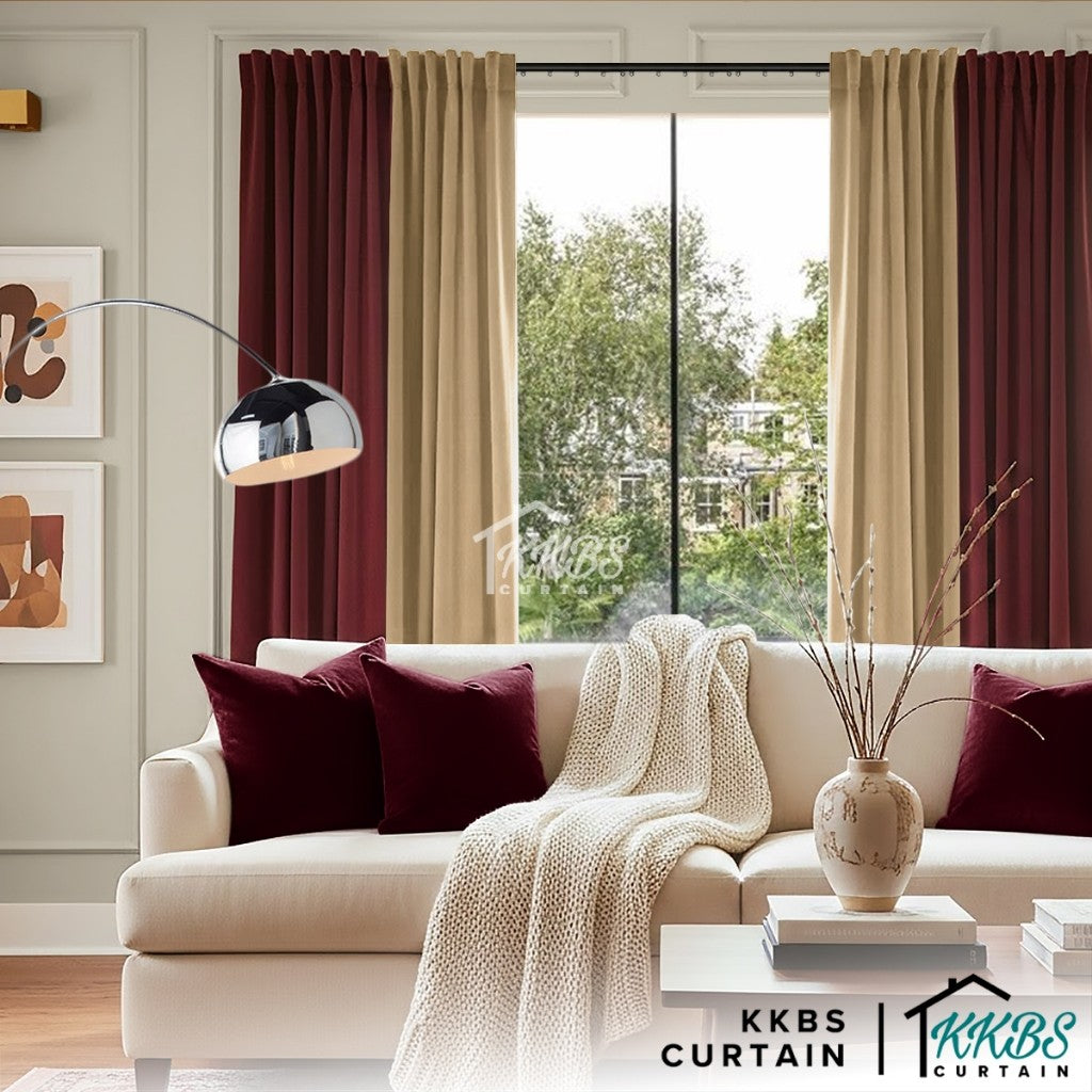 Melina Langsir Siap Jahit Cangkuk & Eyelet Kalis Cahaya 90-98% - Lebar Standard
