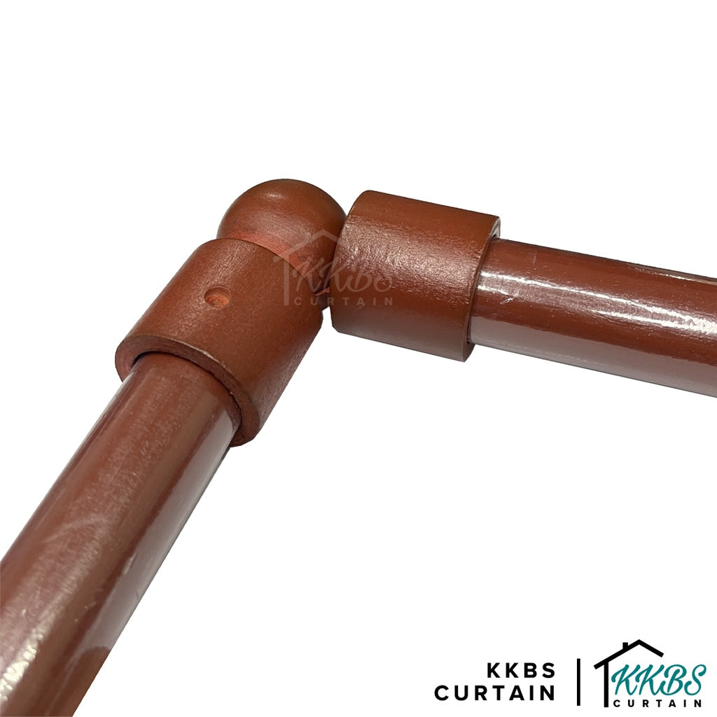 Cassedy Wooden Curtain Rod L-Shape Connector Natural Mahogany Colour