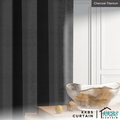 Melina 90-98% Blackout Curtain Sedia Ada Cangkuk &amp; Eyelet - Lebar Tambahan