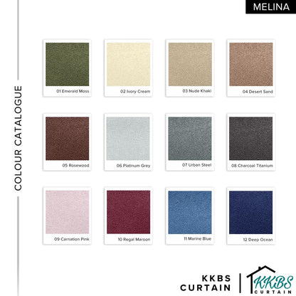 Melina 90-98% Blackout Curtain Sedia Ada Cangkuk &amp; Eyelet - Lebar Tambahan