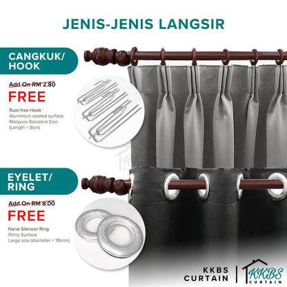 Canola Langsir Semi Blackout Siap Jahit
