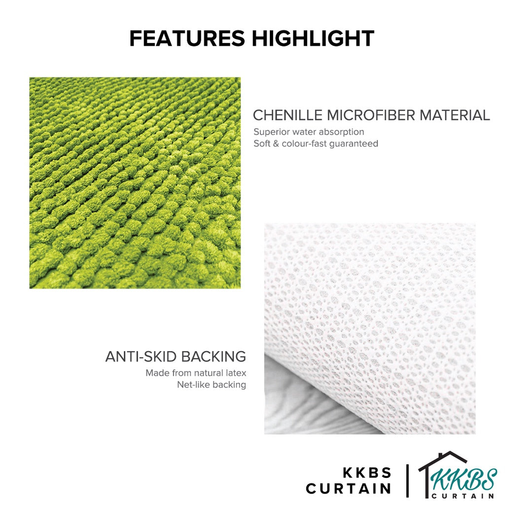 Alas Kaki Chenille Microfiber Warna Polos Bulu Pendek
