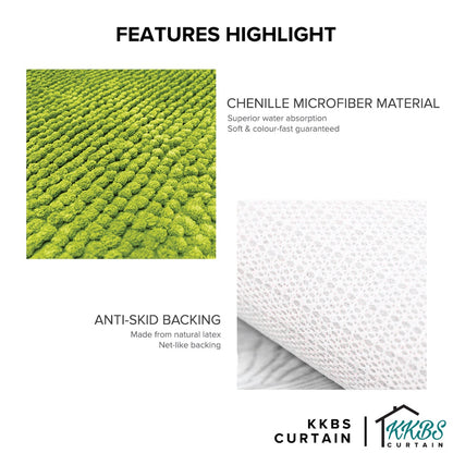 Alas Kaki Chenille Microfiber Warna Polos Bulu Pendek