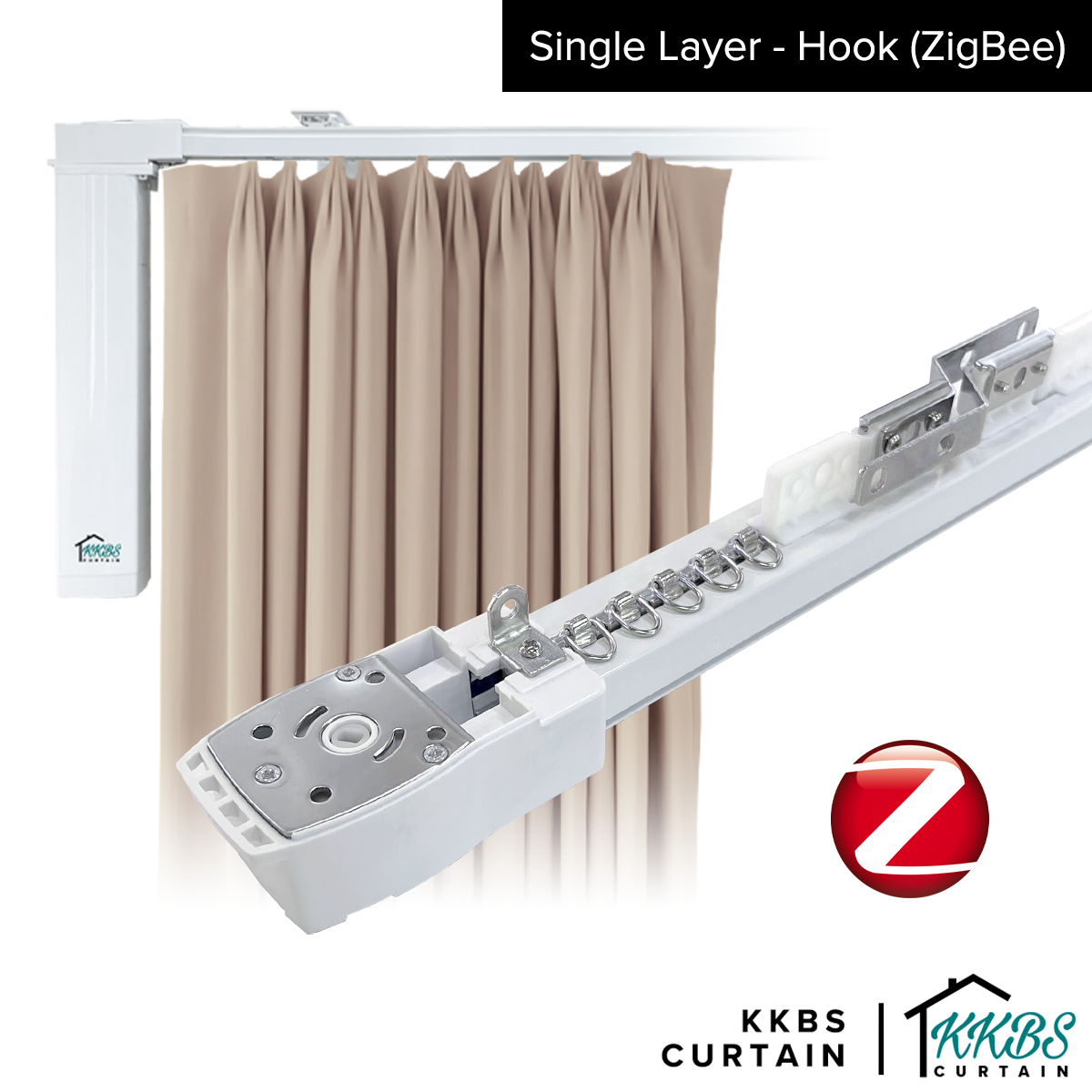 Smartony Wi-Fi / ZigBee Track Langsir Bermotor Set Lengkap