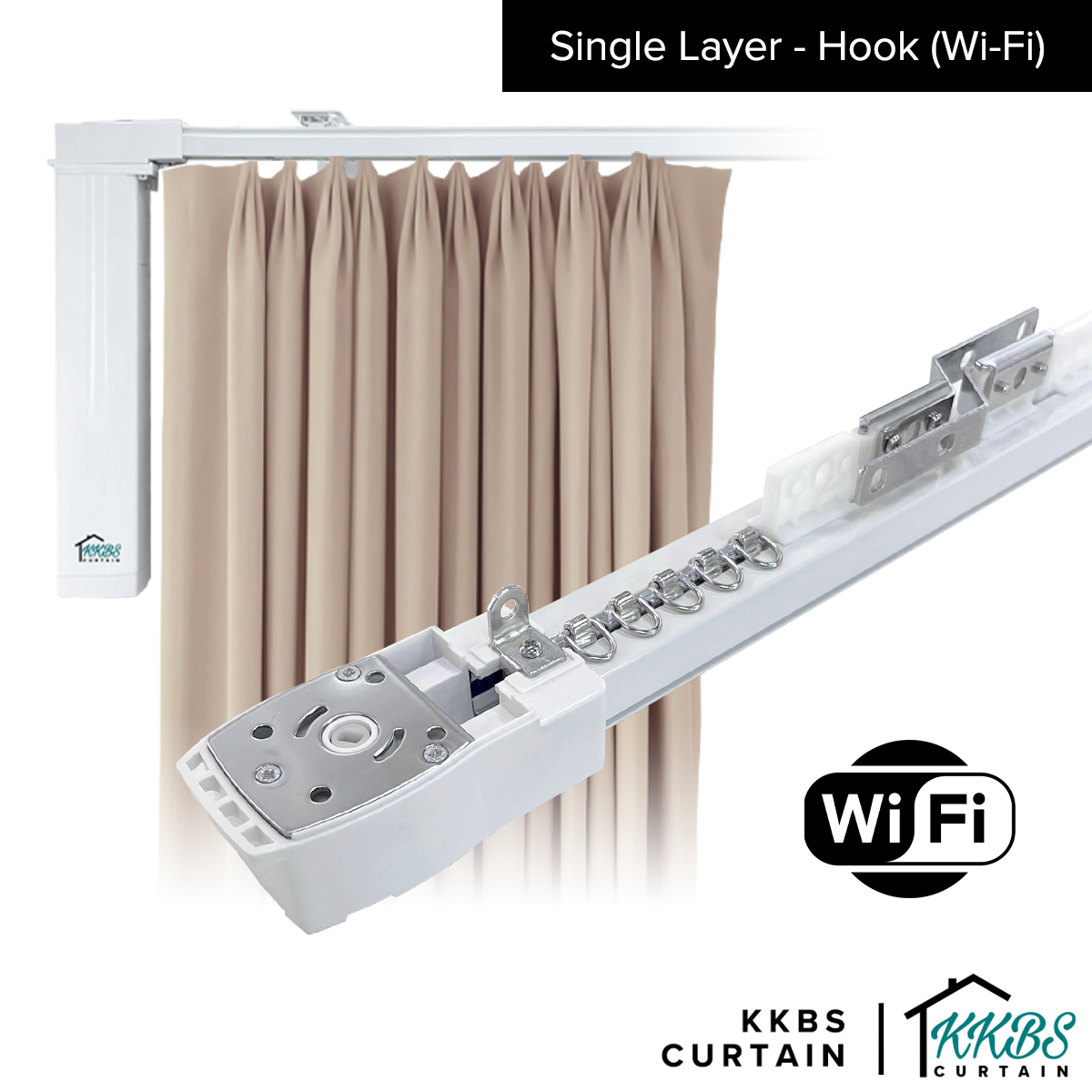Smartony Wi-Fi / ZigBee Track Langsir Bermotor Set Lengkap