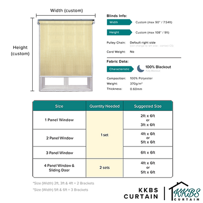 Amelio 100% Blackout Roller Blinds Custom Made