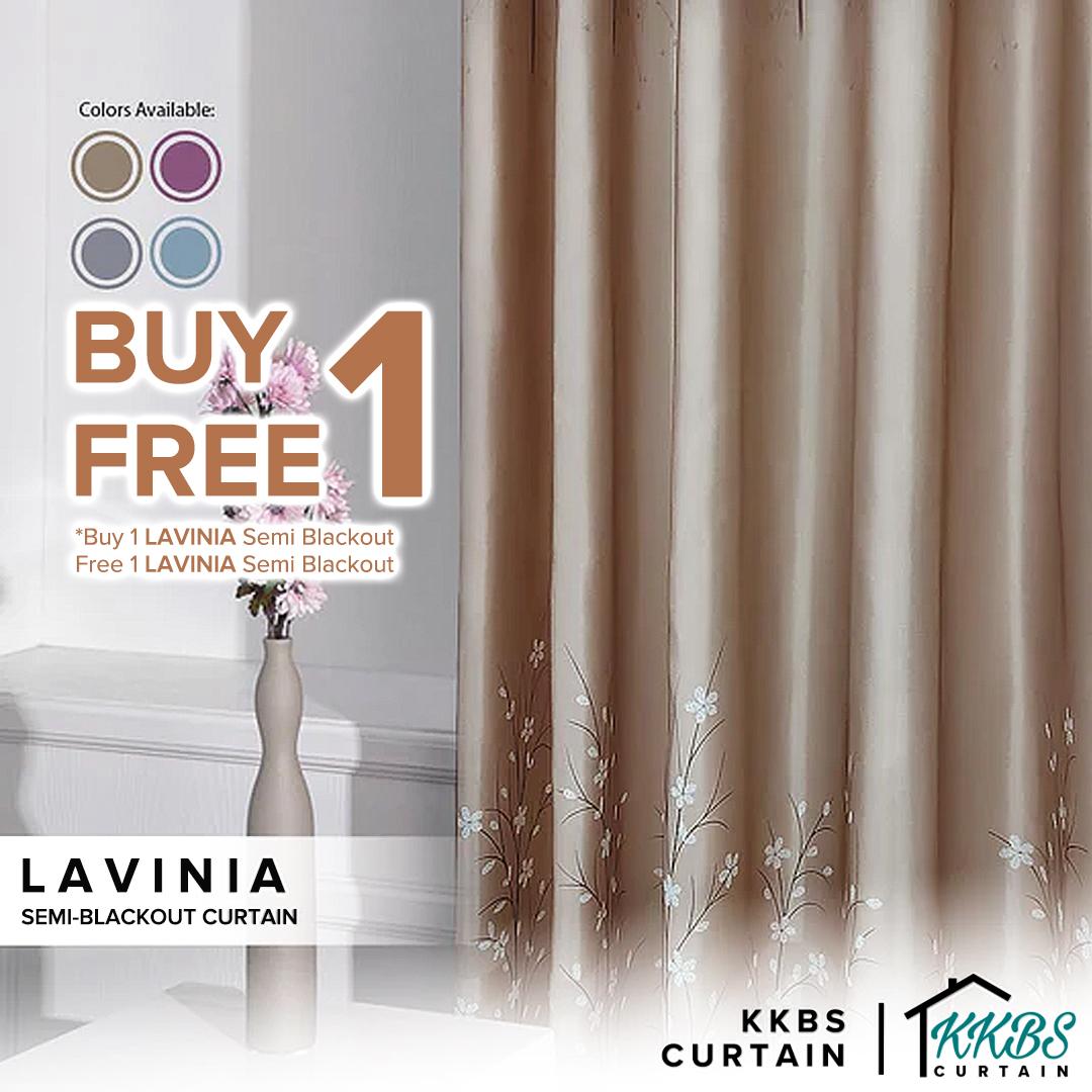 [BUY 1 FREE 1]  Lavinia Semi Blackout Curtain Ready Made