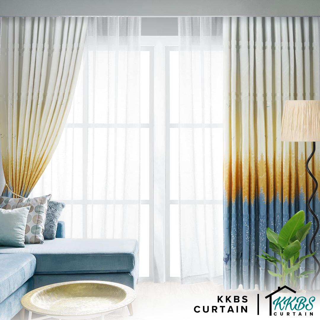 [BUY 1 FREE 1]  Derica Semi Blackout Curtain Ready Made