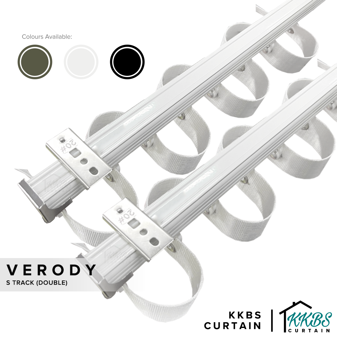 Verody Heavy Duty S Lipat / French Pleat Track Double Set Lengkap