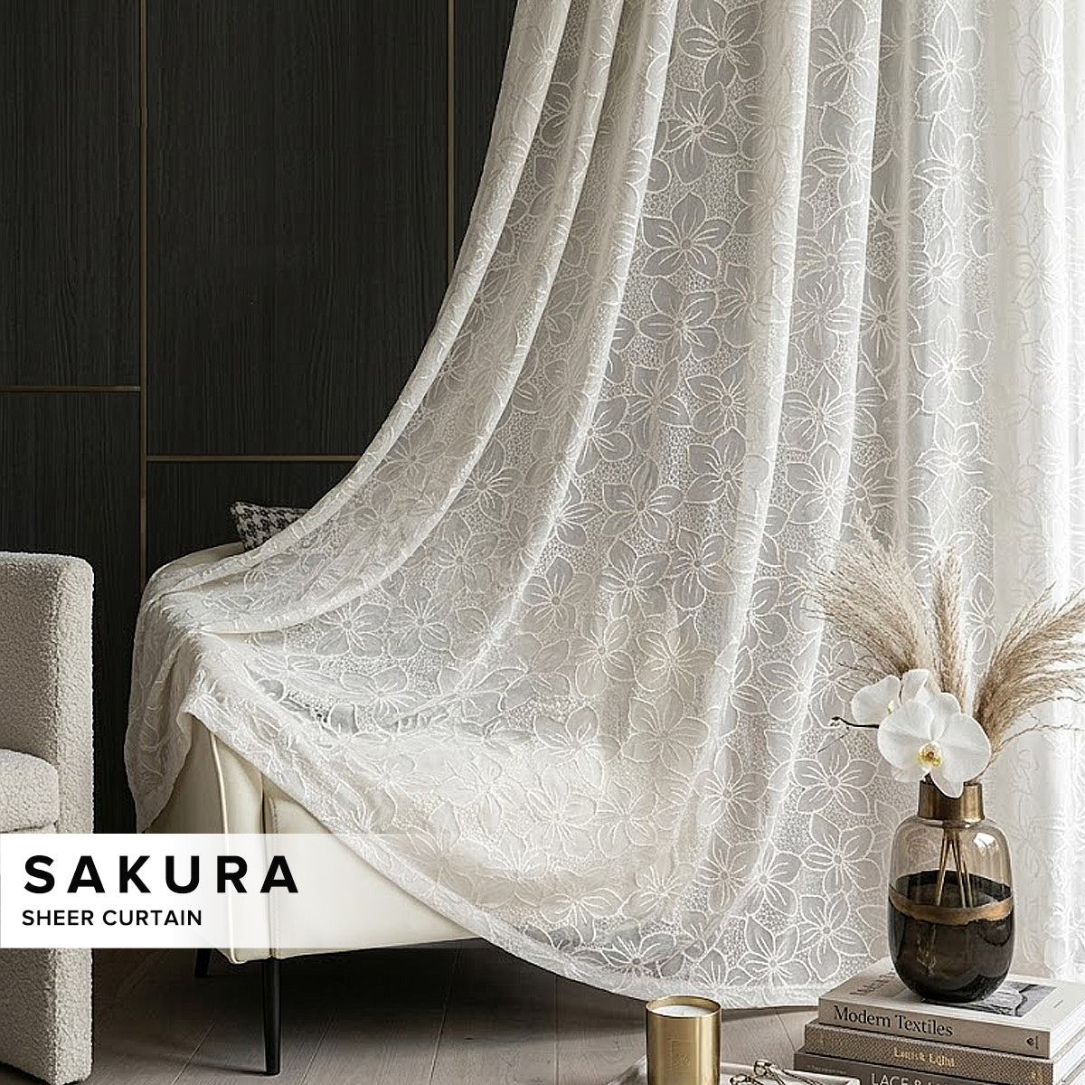 Sakura Sheer Curtain / Net Curtain Ready Made